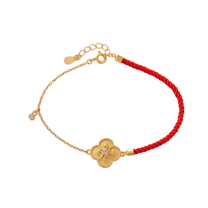 Bracelet Buddha Stones -bonheur en argent sterling 925 plaqué or avec trèfle à quatre feuilles et zircon - image 6