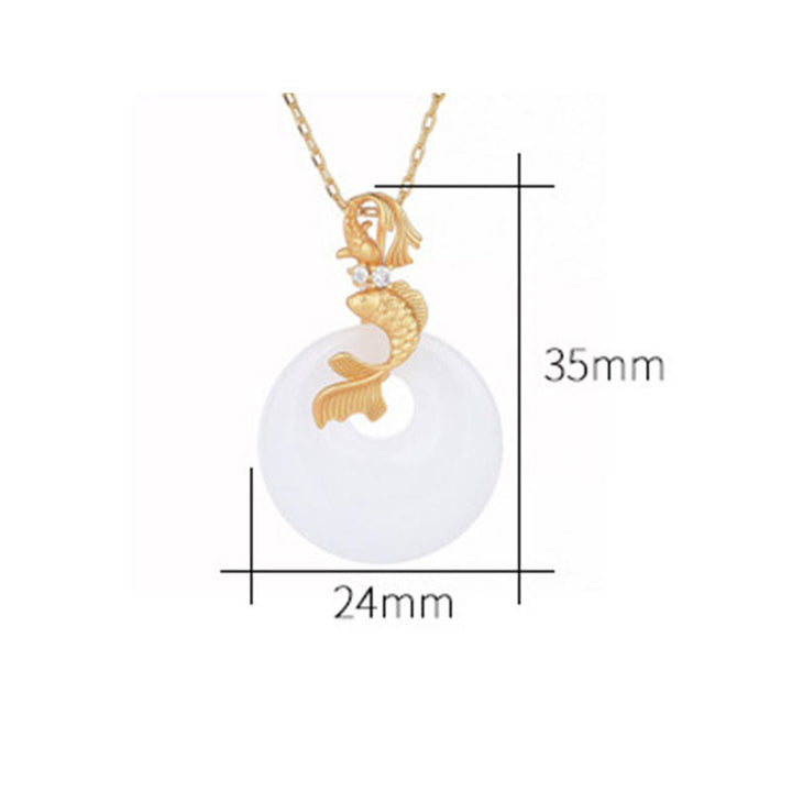 Collier pendentif en jade blanc Buddha Stones et poisson Koi pour la prospérité et la richesse - image 5