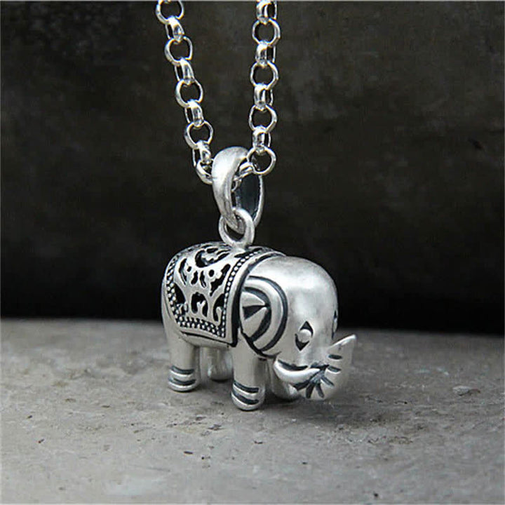 Collier pendentif force éléphant en argent sterling 990 Buddha Stones