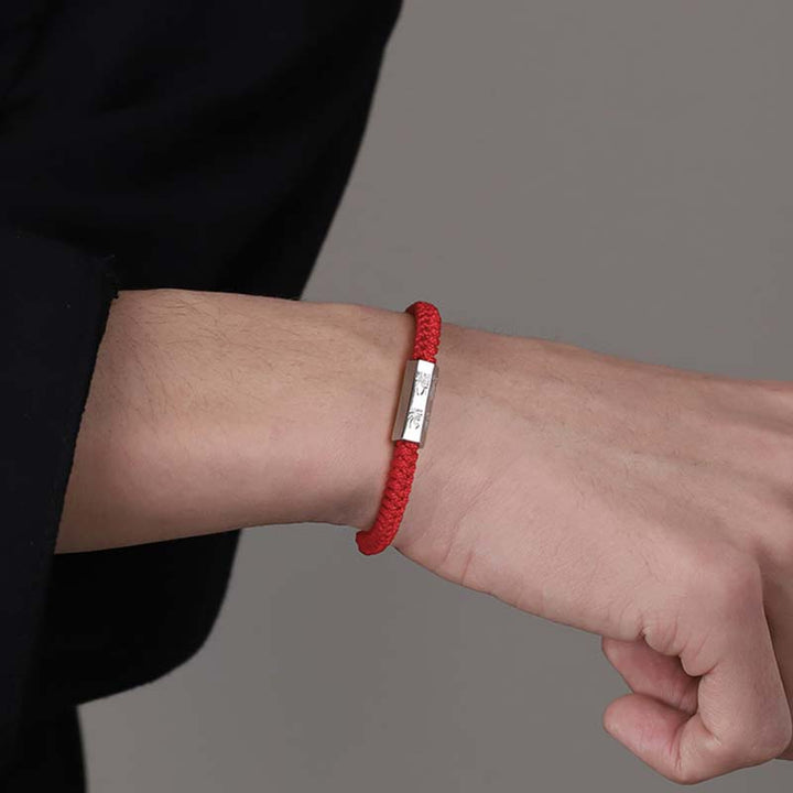 Bracelet en argent sterling 925 avec gravure de lettres de Buddha Stones et bénédiction - image 4