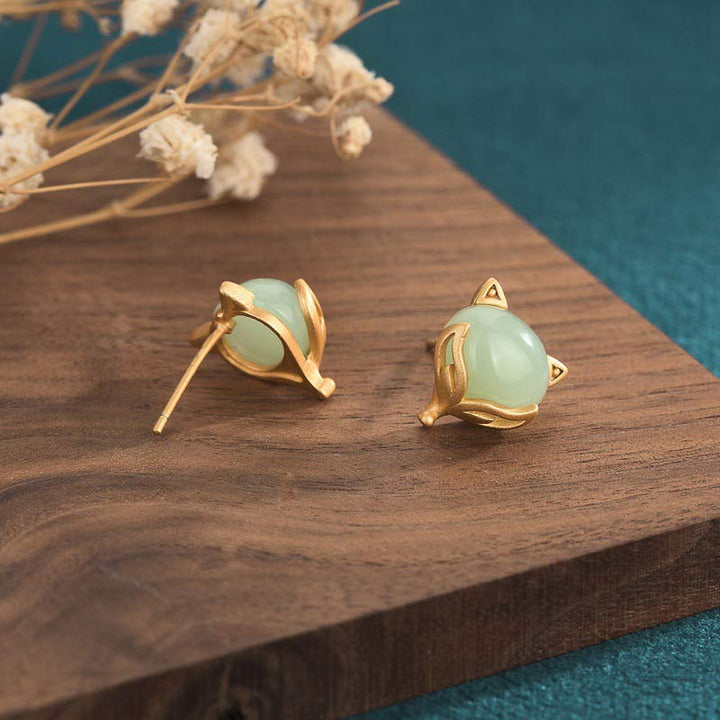 Boucles d'oreilles porte-bonheur en jade Feng Shui Buddha Stones