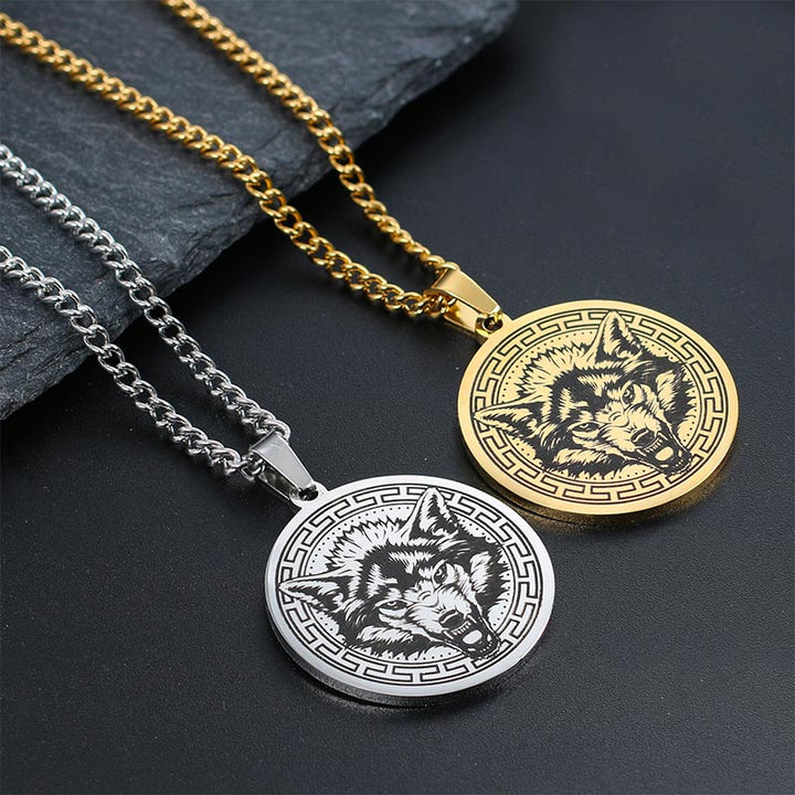 Collier pendentif de protection en acier titane avec Buddha Stones et animaux