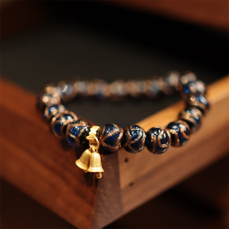 Bracelet de perles de fortune Thangka Tibétain en or représentant la famille des cinq dieux de la richesse