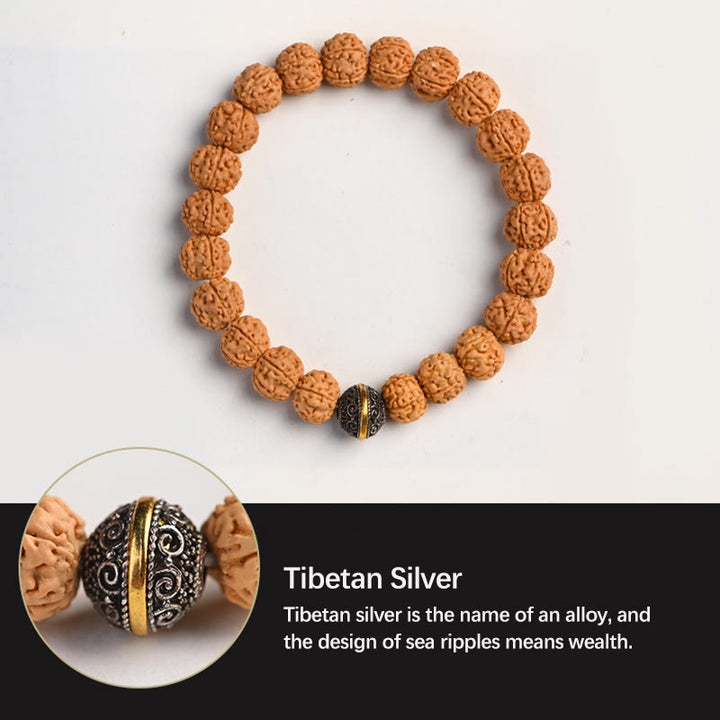 Bracelet de richesse et de bon augure en Buddha Stones tibétaines Rudraksha Bodhi Seed