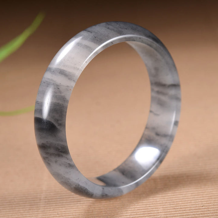 Bracelet de richesse en jade doré et soie couleur encre naturelle Buddha Stones