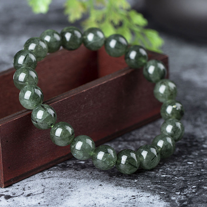 Bracelet de bénédiction et de richesse en cristal vert naturel Buddha Stones
