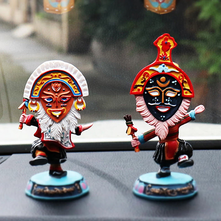 Masque facial d'opéra tibétain en Buddha Stones, marionnette, décoration de maison, de bureau ou de voiture
