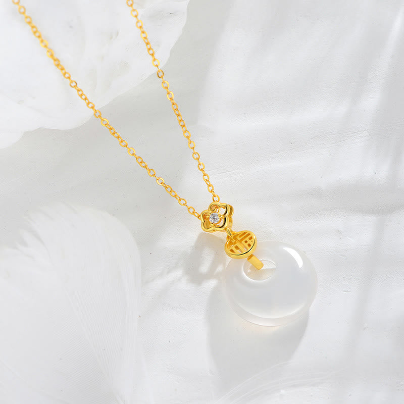 Collier pendentif porte-bonheur en argent sterling 925 Buddha Stones et agate blanche - image 2