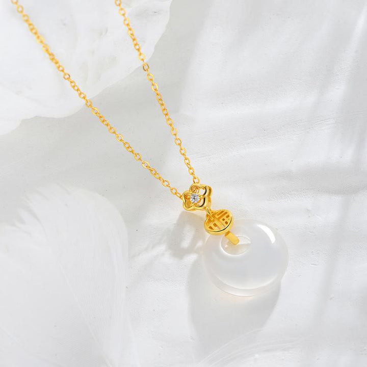 Collier pendentif porte-bonheur en argent sterling 925 Buddha Stones et agate blanche - image 2