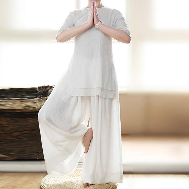 Ensemble de vêtements pour femmes de couleur unie Buddha Stones vintage yoga zen prière méditation spirituelle pratique - image 11