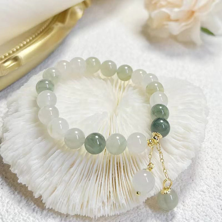 Bracelet porte-bonheur en perles de jade à dégradé naturel et Buddha Stones