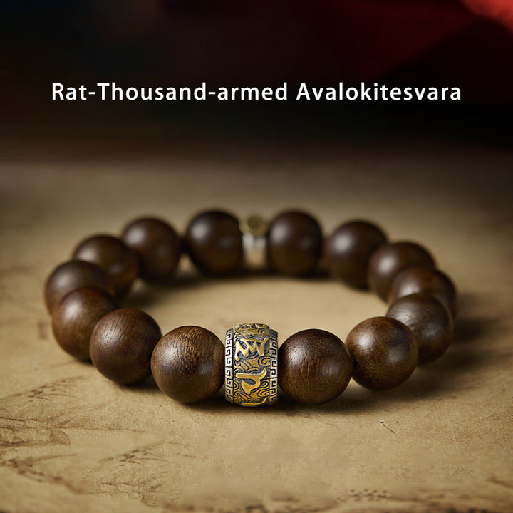 Bracelet en argent sterling 925 Buddha Stones et zodiaque chinois, Bouddha du Kalimantan, bois d'agar, Om Mani Padme Hum