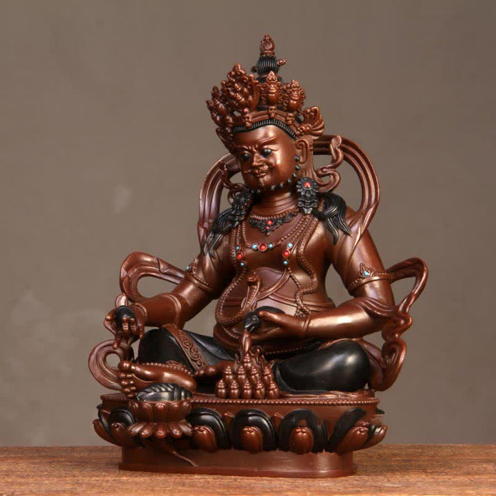 Figurine Bodhisattva Jambhala jaune Statue de compassion en cuivre Décoration de bureau à domicile - image 11