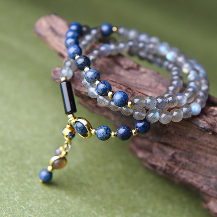 Bracelet apaisant et positif en Buddha Stones, pierre de lune, lazurite et lapis-lazuli - 3 cercles - image 6