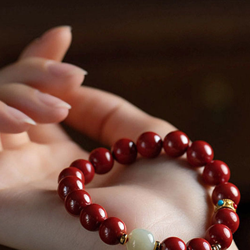 Bracelet de protection et de guérison en jade cinabre et Buddha Stones