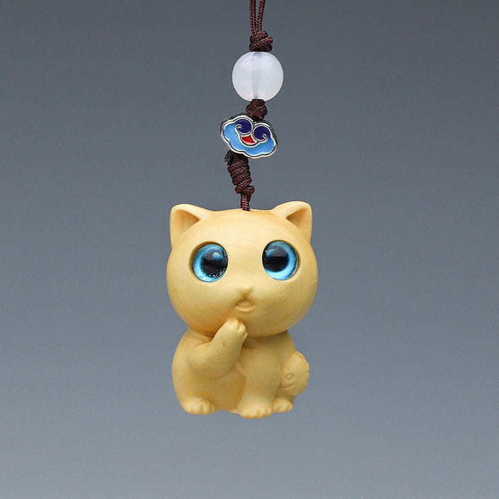 Buddha Stones Thuja Sutchuenensis Bois de santal vert Buis Mini Animal mignon Lapin Chat Cerf Baleine Prospérité Téléphone Décorations suspendues - image 17