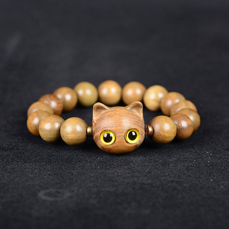 Bracelet d'équilibre en forme de chat avec Buddha Stones en bois d'ébène, bois de santal vert et bois de santal rouge - image 6