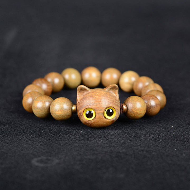 Bracelet d'équilibre en forme de chat avec Buddha Stones en bois d'ébène, bois de santal vert et bois de santal rouge - image 6