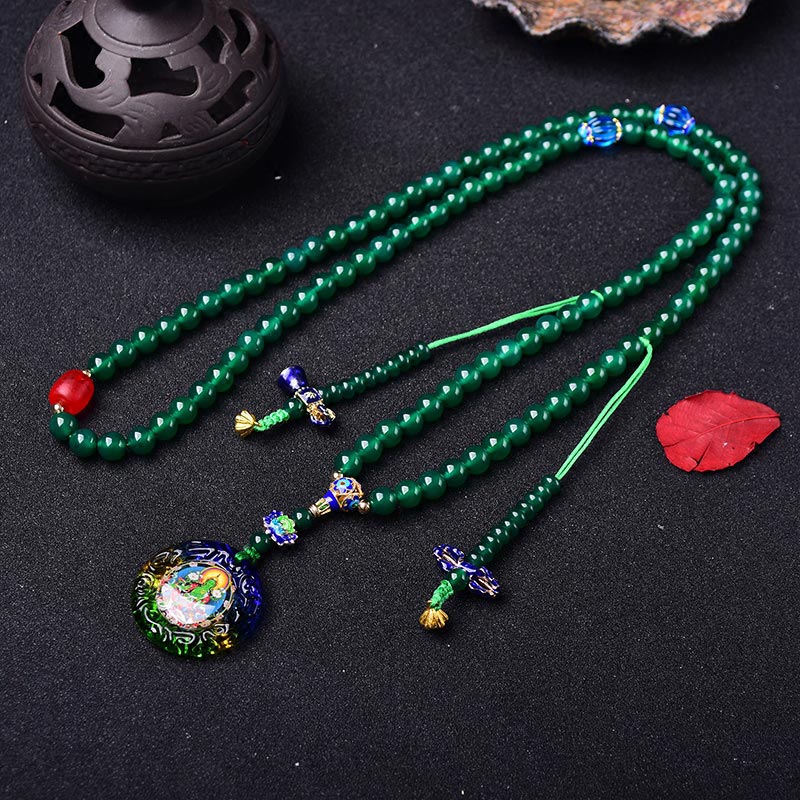 Bracelet à breloques de manifestation de Tara verte Bodhisattva en agate verte naturelle avec 108 Buddha Stones - image 3