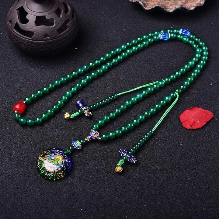 Bracelet à breloques de manifestation de Tara verte Bodhisattva en agate verte naturelle avec 108 Buddha Stones - image 3