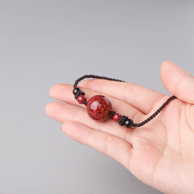 Collier pendentif de bénédiction en perles de pierres de cinabre naturelles de Buddha Stones