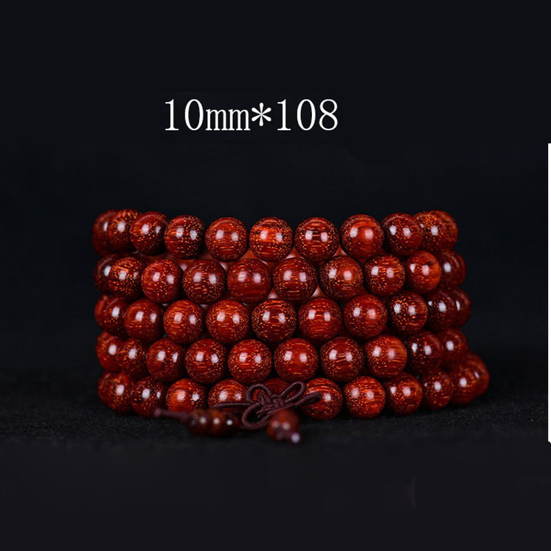 Bracelet d'équilibre tibétain en petites feuilles de santal rouge avec Buddha Stones