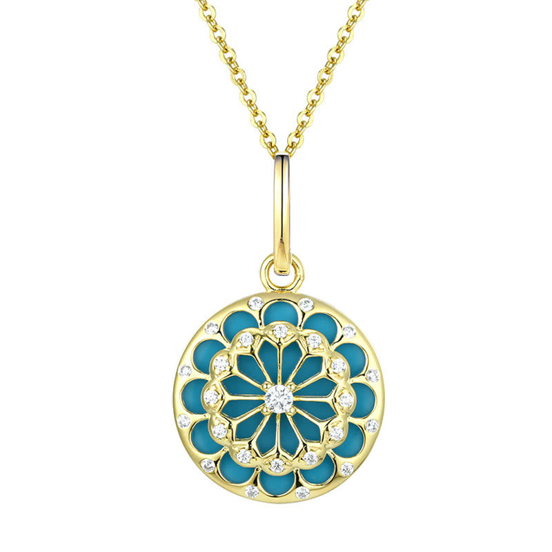 Collier pendentif en argent sterling 925 Buddha Stones et zircon rond turquoise