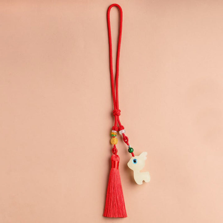Porte-clés lumineux en forme de cerf porte-bonheur en Buddha Stones, mini et mignon, décoration à suspendre pour téléphone et voiture