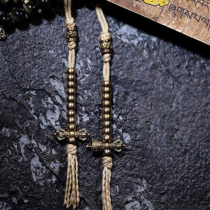 Bracelet de richesse en pierre d'oeil de tigre et d'aigle avec 108 Buddha Stones de Mala en obsidienne dorée brillante