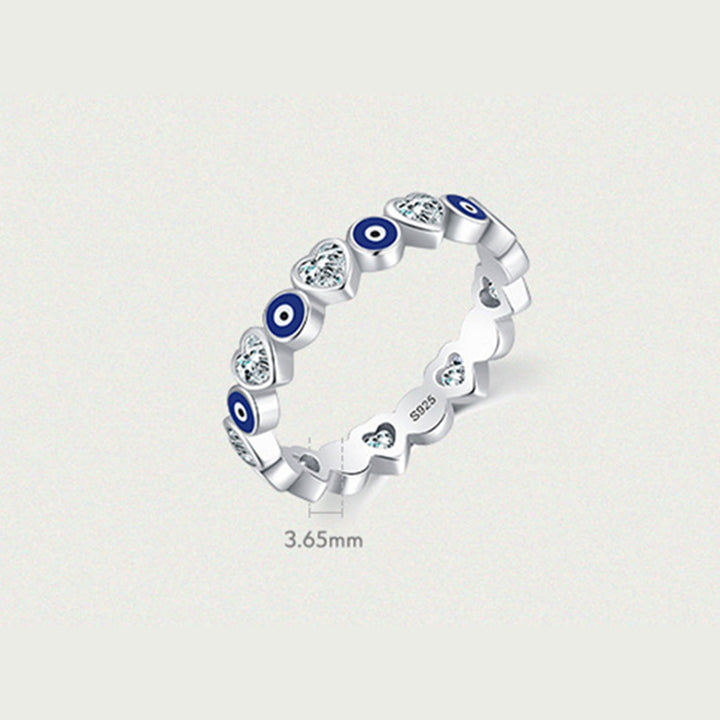 Bague de bénédiction en argent sterling 925 Buddha Stones et cœur en zircon