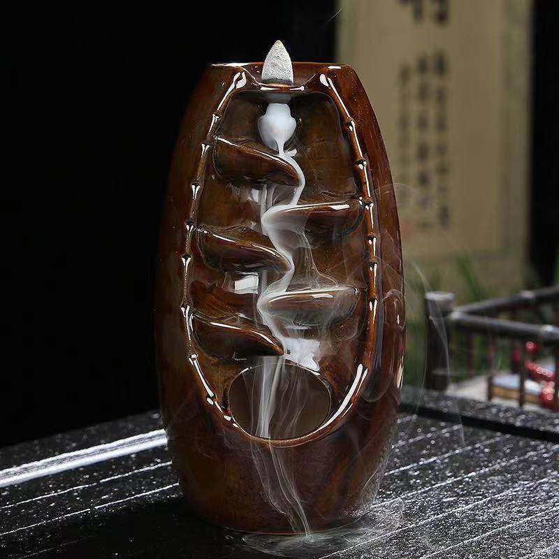 Brûleur d'encens tibétain en Buddha Stones pour protection du dragon - Brun - image 5