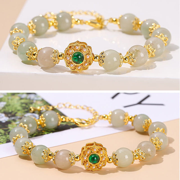 Bracelet chaîne de perles de prospérité en jade naturel Buddha Stones