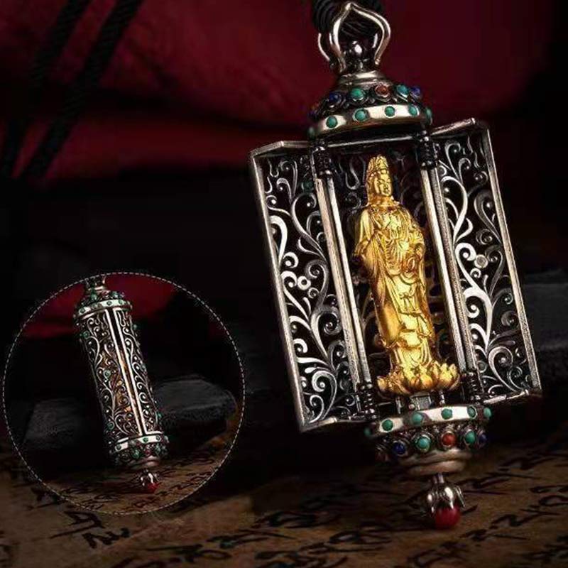 Buddha Stones tibétaines Avalokitesvara Argent Protection de la richesse Décoration