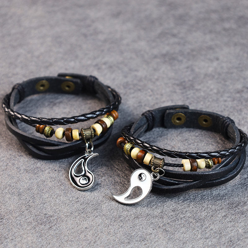 Bracelet d'équilibre de couple pendentif Yin Yang