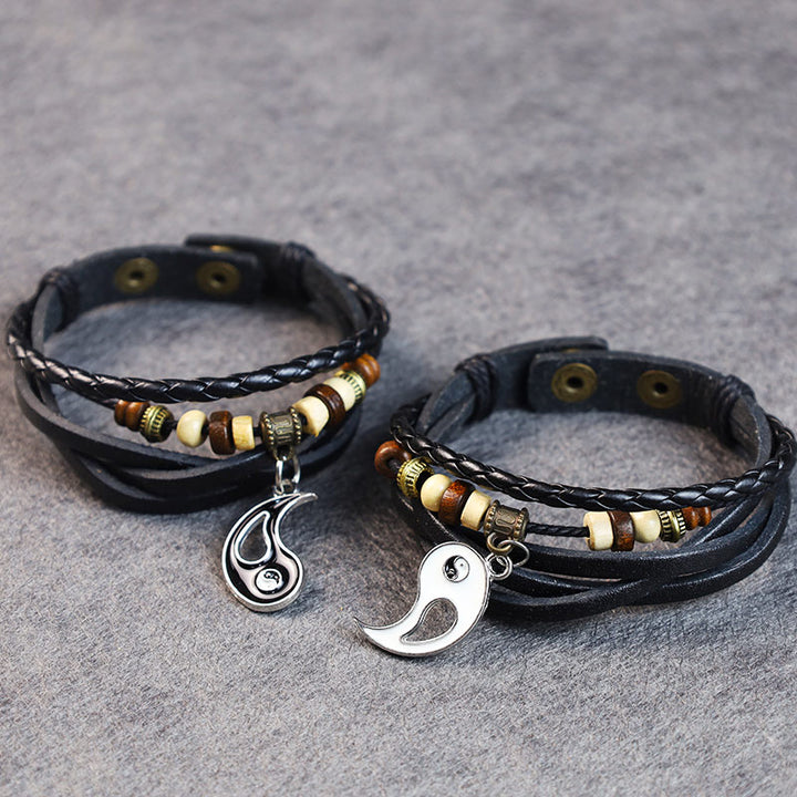 Bracelet d'équilibre de couple pendentif Yin Yang