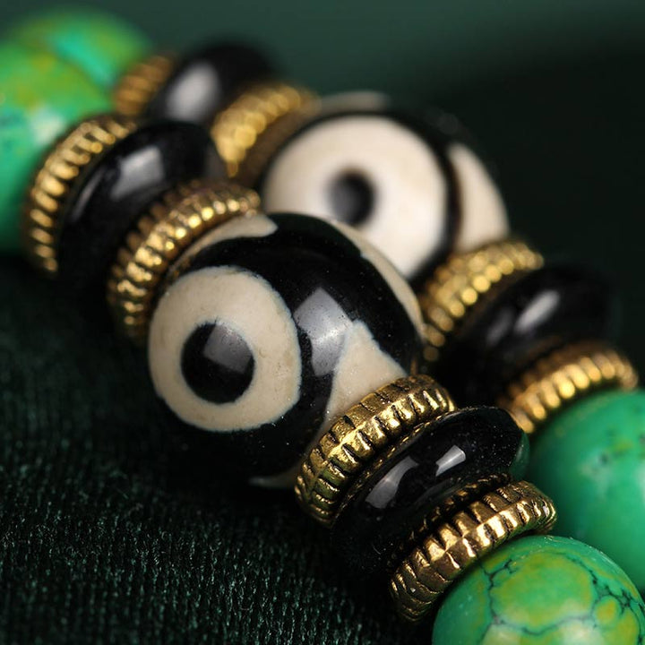 Collier et bracelet Mala en turquoise tibétain avec Buddha Stones