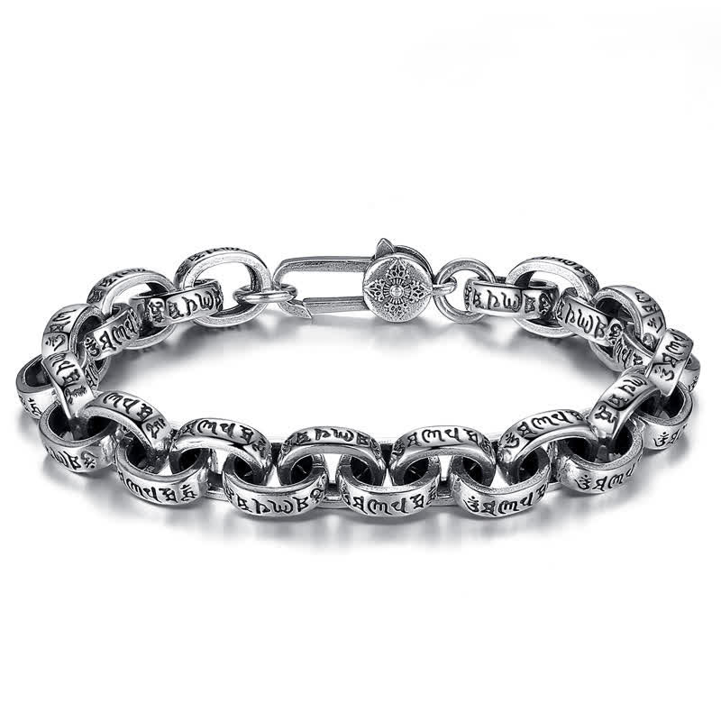 Bracelet jonc en argent sterling 925 Buddha Stones et gravure Om Mani Padme Hum