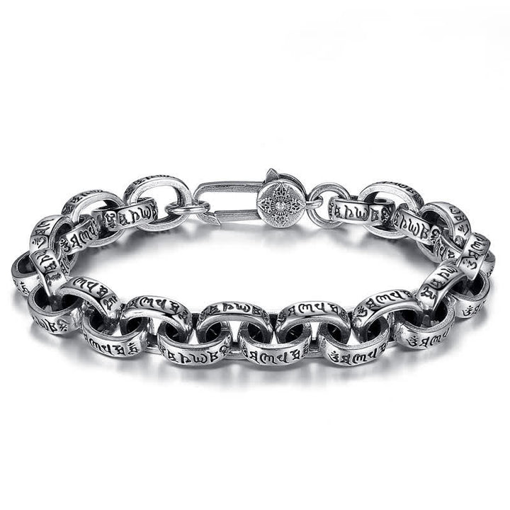 Bracelet jonc en argent sterling 925 Buddha Stones et gravure Om Mani Padme Hum