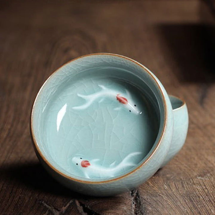 Buddha Stones Poisson Koi Coloré Tasse à Thé en Céramique Tasse à Thé Kung Fu Bol