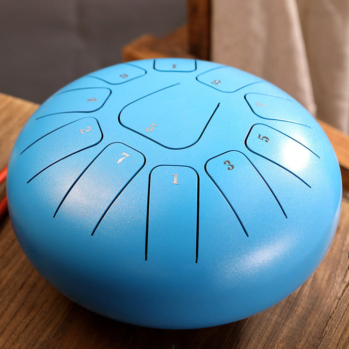 Buddha Stones Steel Tongue Drum Kit de batterie de yoga de méditation de pleine conscience de guérison sonore 11 notes 8 pouces - Bleu - image 14