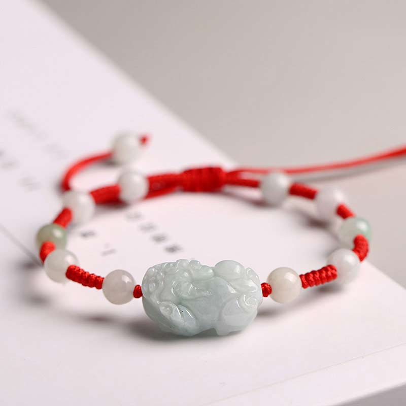 Bracelet porte-bonheur PiXiu en jade naturel Buddha Stones