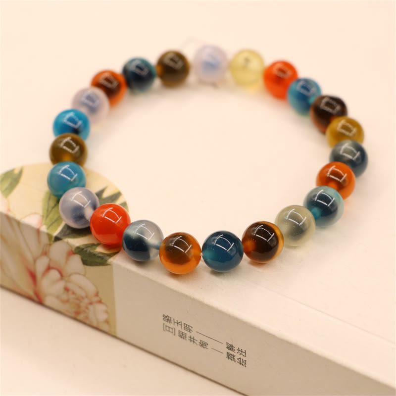 Bracelet de perles de guérison en agate bonbon colorée