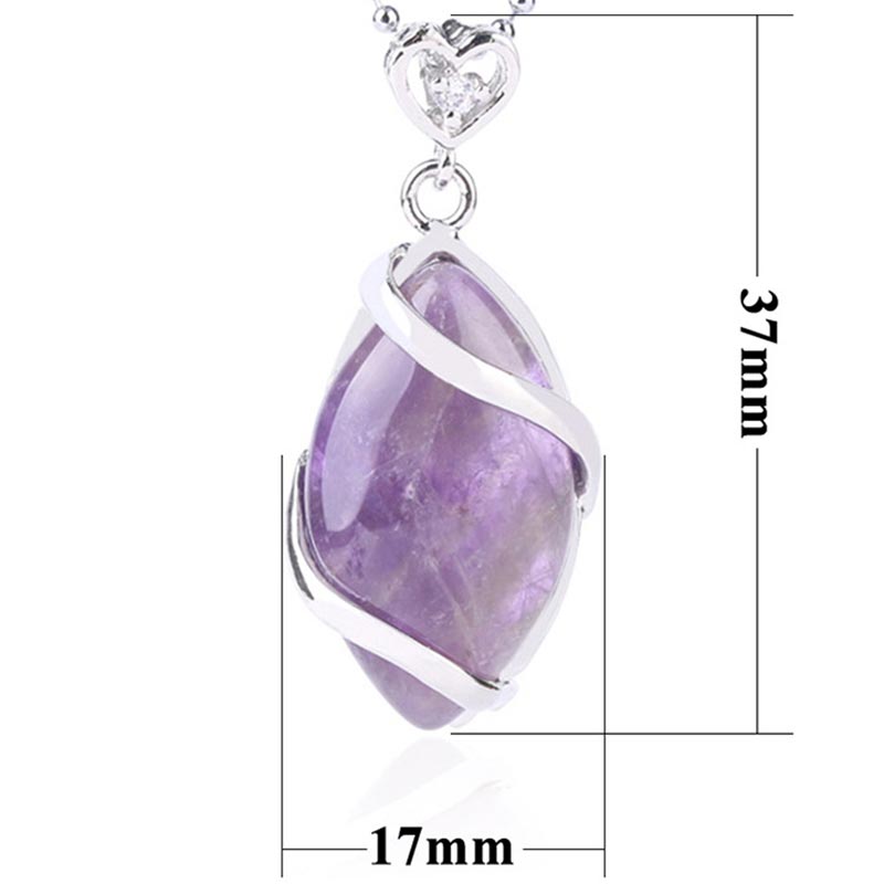 Collier pendentif en pierre de cristal naturel à motif marquise Buddha Stones