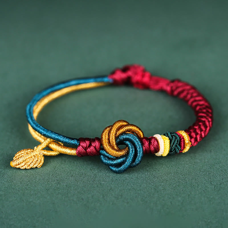Bracelet tibétain en corde porte-bonheur fait main avec nœud mandala et Buddha Stones - image 0