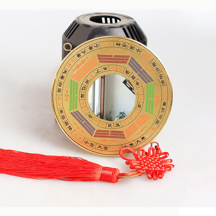 Carte Feng Shui Bagua Pièce de cuivre Nœud chinois Carte énergétique d'équilibre - 12 cm - Carte Bagua des Quatre Saisons - Miroir concave - image 4
