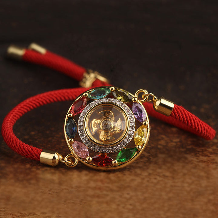 Collier pendentif en Buddha Stones colorées en cuivre et zircon pour la richesse et la chance