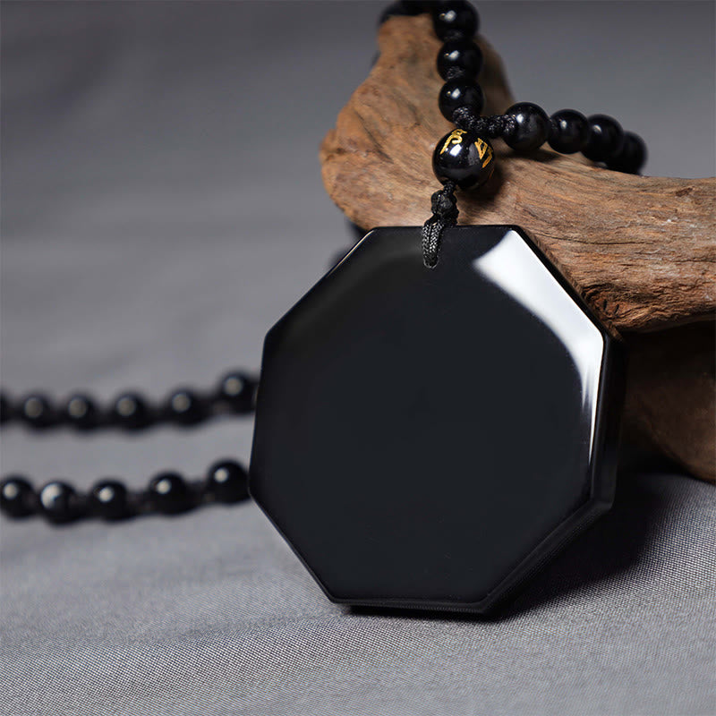 Collier pendentif Yin Yang en pierre d'obsidienne noire Buddha Stones - image 7