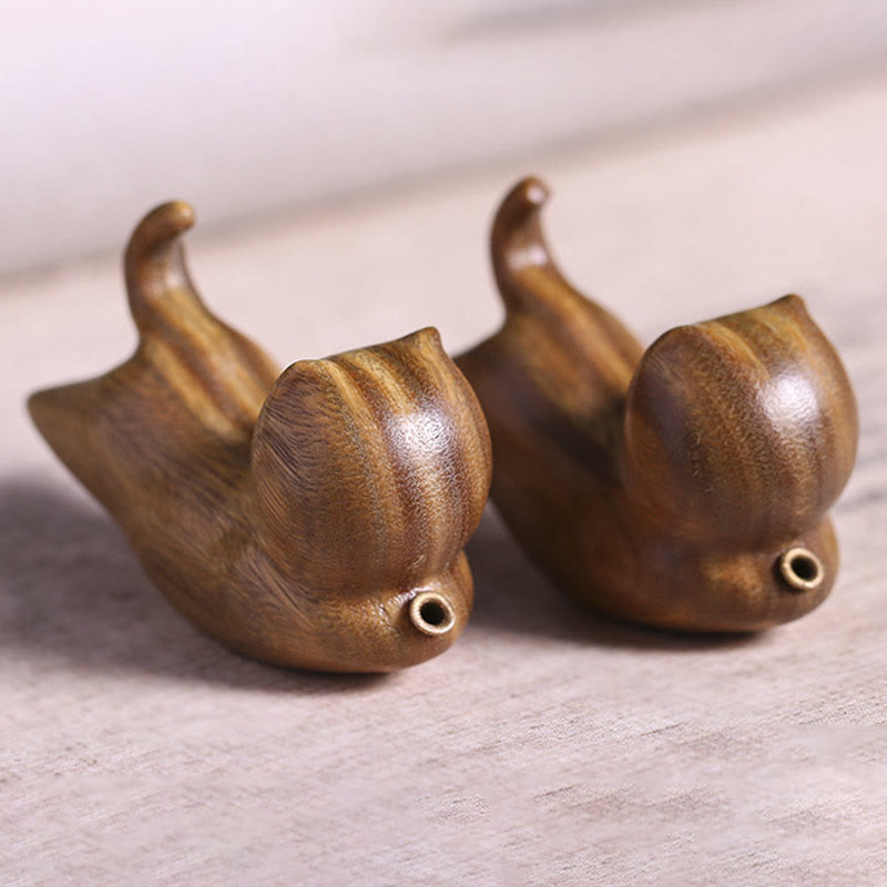 Brûleur d'encens en forme de chat mignon en bois de santal vert avec Buddha Stones - image 14