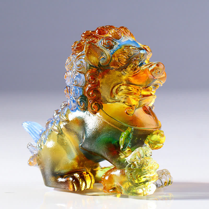 Pièce d'art en cristal de lion Liuli faite à la main Décoration de bureau à domicile