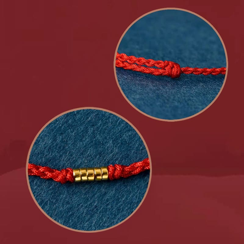 Bracelet de cheville tressé en perles dorées porte-bonheur en argent sterling 925 Buddha Stones